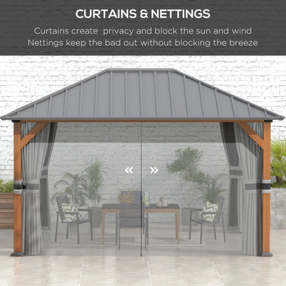 13' x 10' Hardtop Gazebo, Netting Sidewalls, Galvanized Steel, Garden Canopy Gazebos at Gallery Canada