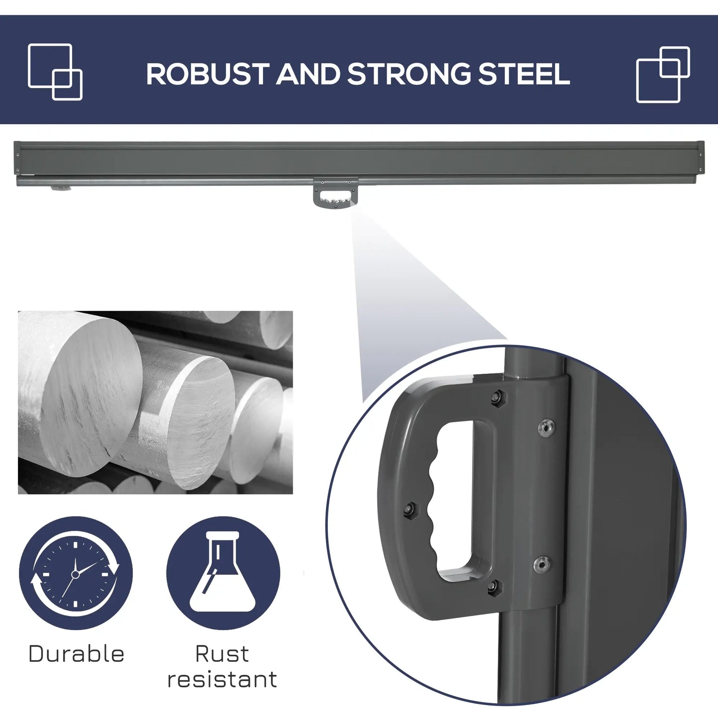 118" x 79" Outdoor Folding Privacy Screen, Retractable Side Awning, UV Wind Resistant, Dark Blue Side Awnings at Gallery Canada