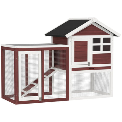 48" Weatherproof Wooden Rabbit Hutch, Bunny Cage, Small Animal House, Brown Rabbit Hutch Brown and White at Gallery Canada