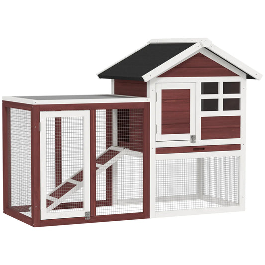 48" Weatherproof Wooden Rabbit Hutch, Bunny Cage, Small Animal House, Brown Rabbit Hutch Brown and White at Gallery Canada