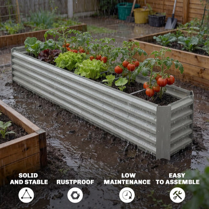 8 x 1.3 x 1.5ft Galvanized Raised Garden Bed, Reinforced Planter Box, Light Grey Galvanized Planter Boxes at Gallery Canada
