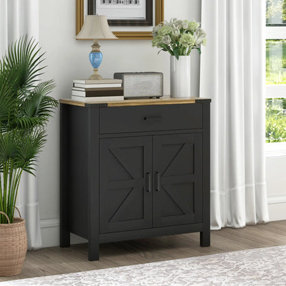 Farmhouse Buffet Cabinet, 1 Drawer, Storage Cabinet, Adjustable Shelf, Black Bar Cabinets at Gallery Canada