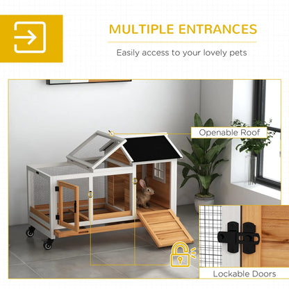 Rabbit Cage With Wheels, Ramp, Run, Tray, Indoor Outdoor, Yellow Rabbit Hutch at Gallery Canada