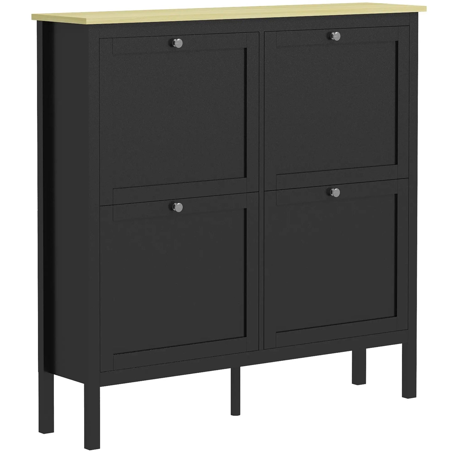 Shoe Storage Cabinet, 4 Flip Drawers, Adjustable Shelves, Holds 20 Pairs, Black Shoe Storage Cabinets & Racks at Gallery Canada
