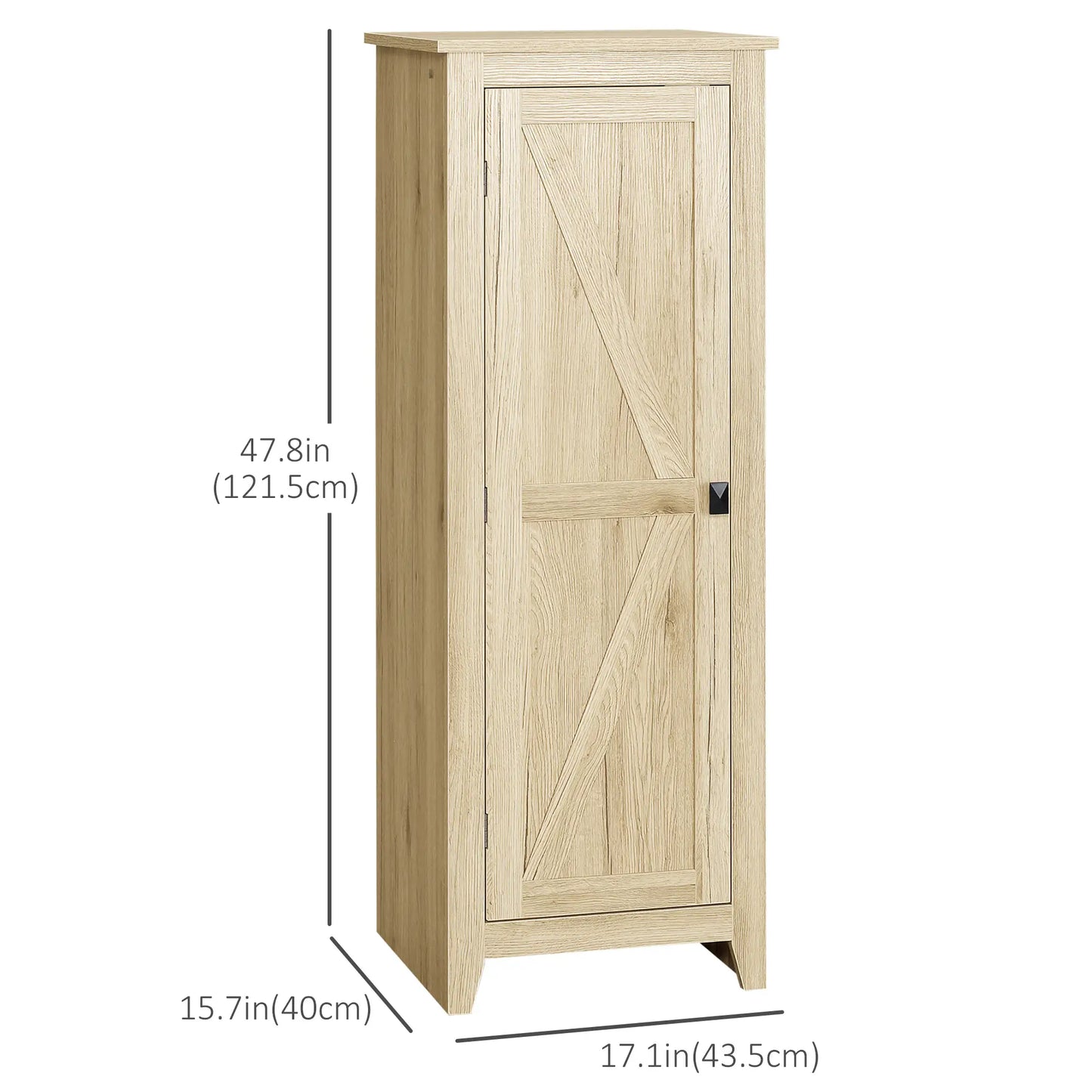 48" Farmhouse Kitchen Pantry Cabinet, Adjustable Shelves, Natural Kitchen Pantry Cabinets at Gallery Canada