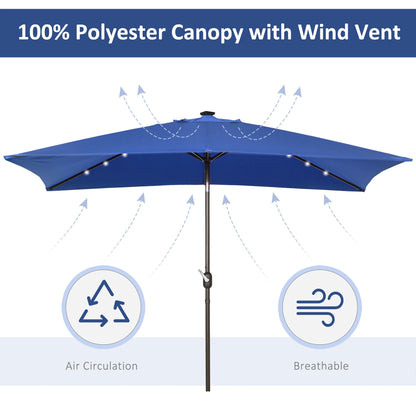 6.5x10ft Rectangle Solar Tilt Umbrella, Aluminum, Dark Blue Sun Umbrellas at Gallery Canada