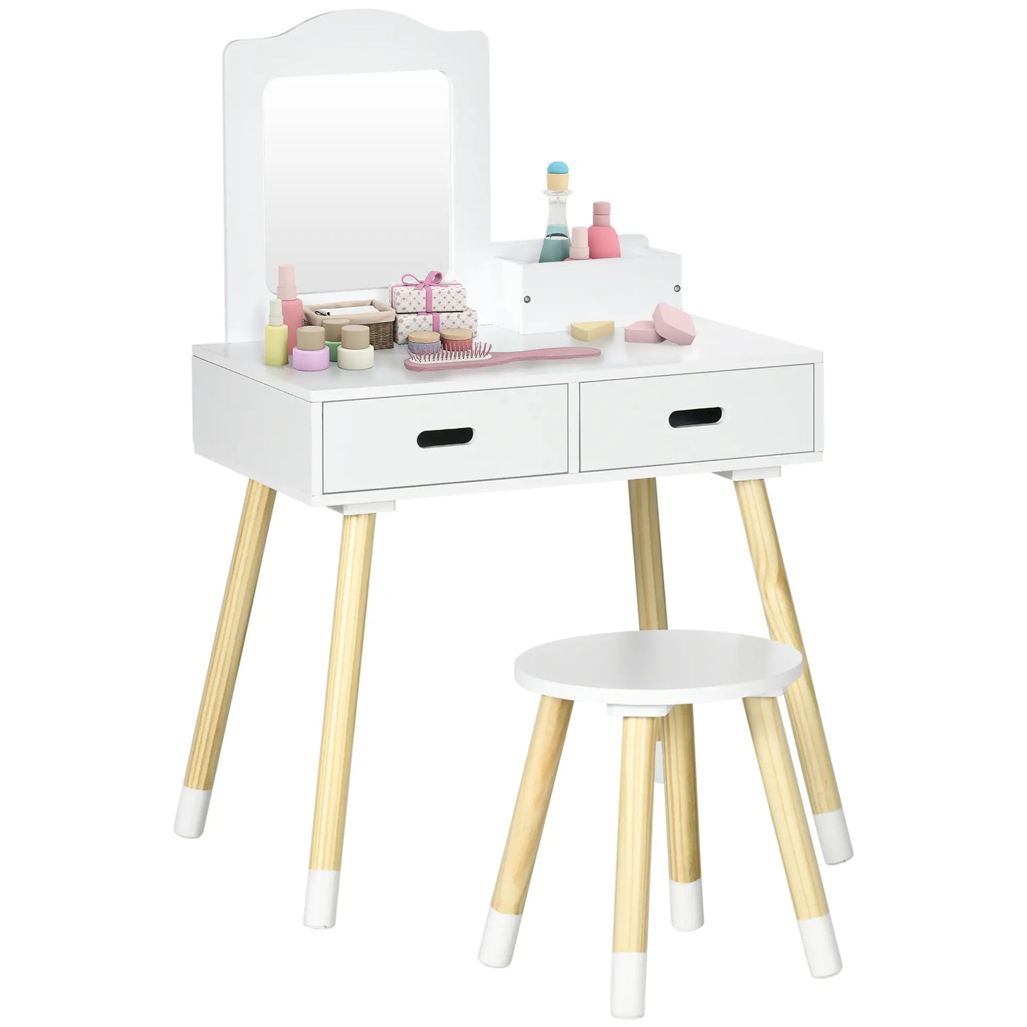 Kids Vanity Set With Mirror, Stool, Drawers, White Kids Bedroom Furniture at Gallery Canada