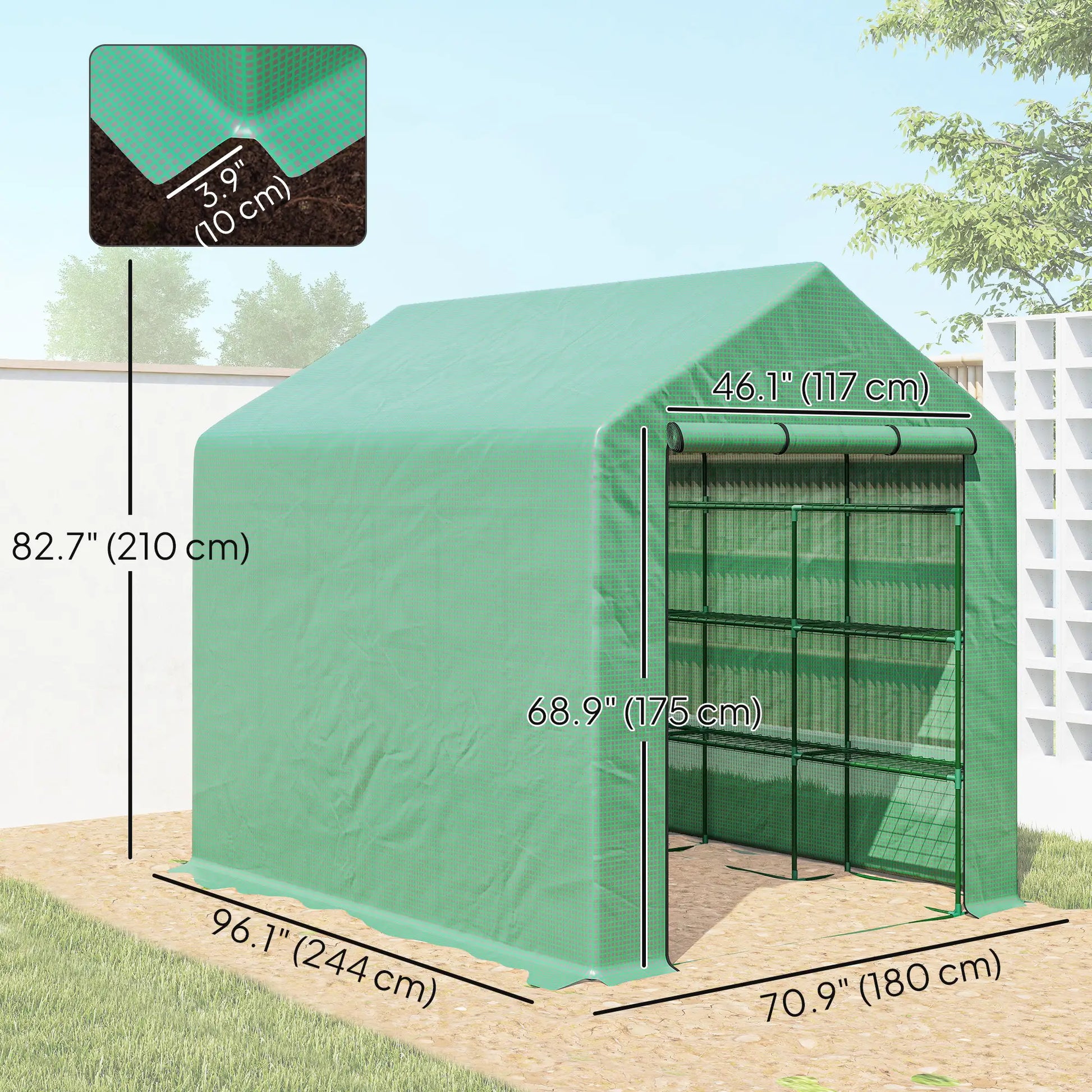 8' x 6' x 7' Portable Walk-In Greenhouse, 18 Shelves, Water/UV Resistant Cover, Roll Up Door Walk In Greenhouses at Gallery Canada