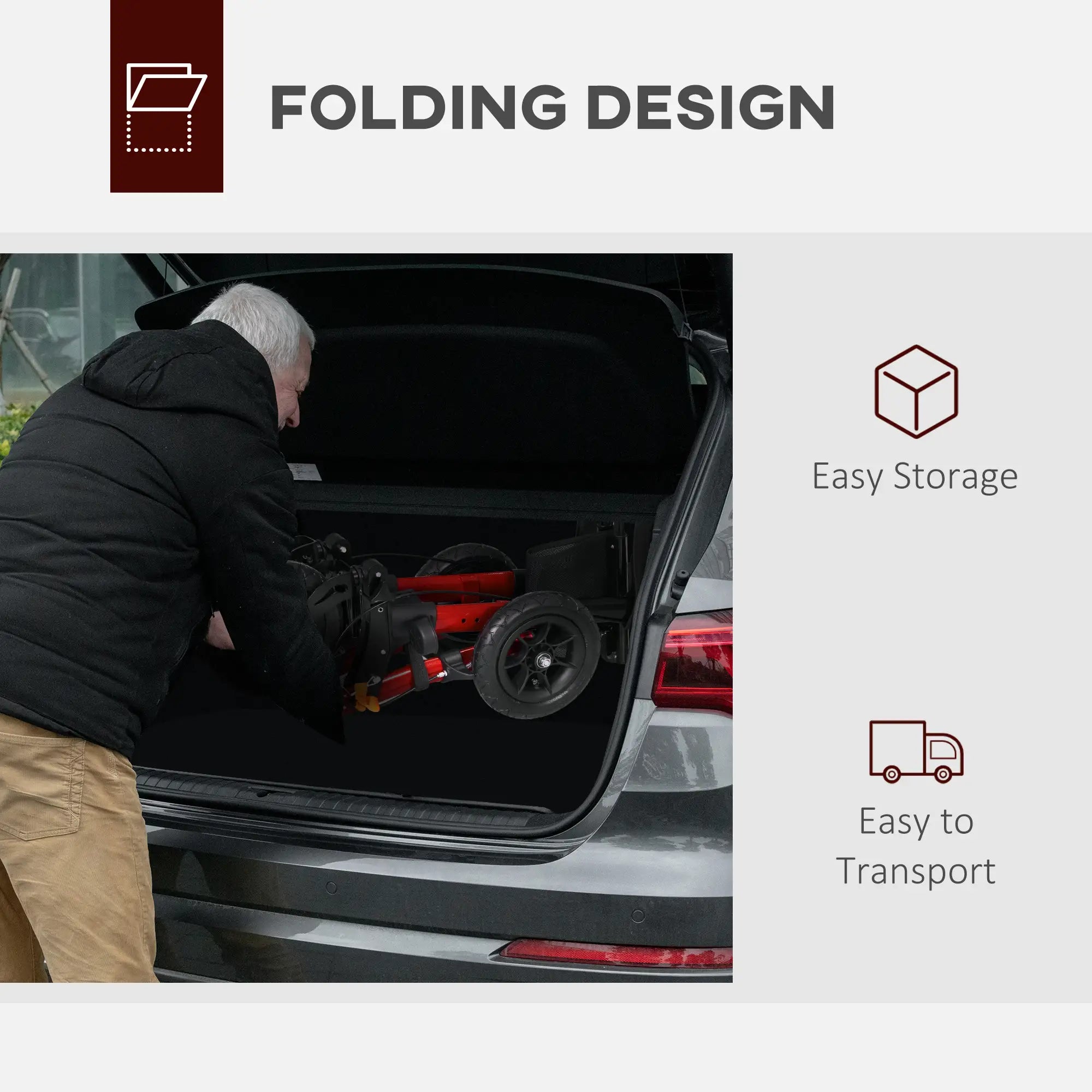 Senior Rollator with Seat, Rubber Wheels, Adjustable Handle, Red Knee Walker & Wheelchair Ramps at Gallery Canada