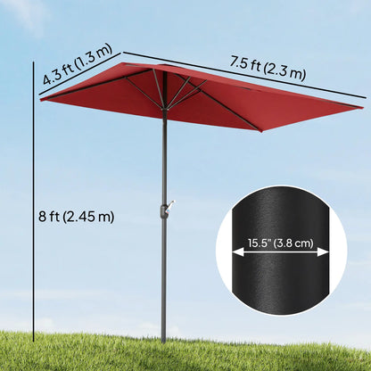 8Ft Half Round Umbrella, Outdoor Patio Balcony Sun Shade w/5 Ribs Half Round Umbrellas at Gallery Canada