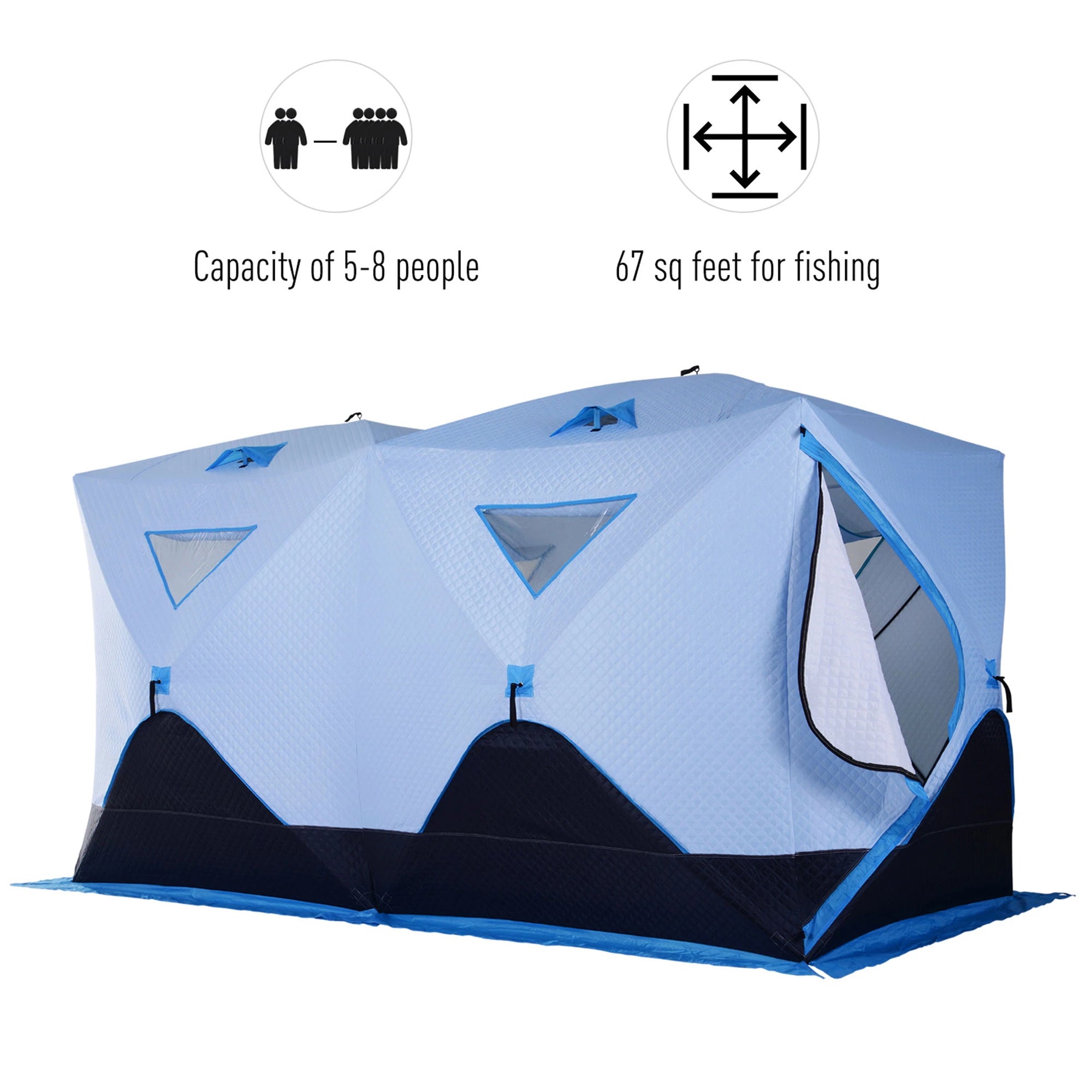 8-Person Insulated Ice Fishing Tent, Ventilation Windows, Carry Bag, -22℉, Blue Ice Fishing Tents at Gallery Canada