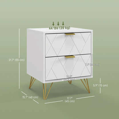 Modern Bedside Table, 2 Drawer Nightstand, White Bedside Tables at Gallery Canada