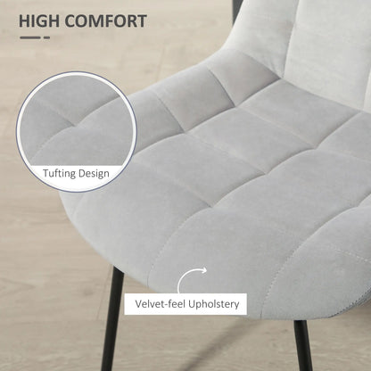 2 Dining Chairs, Upholstered Kitchen Set, Padded Seat, Steel Legs, Light Grey Dining Chairs at Gallery Canada