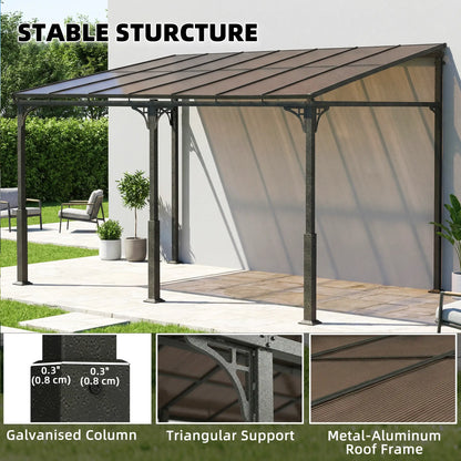 13' x 10' Lean-To Gazebo, Hardtop Wall Mounted Outdoor Pergola Pergolas at Gallery Canada