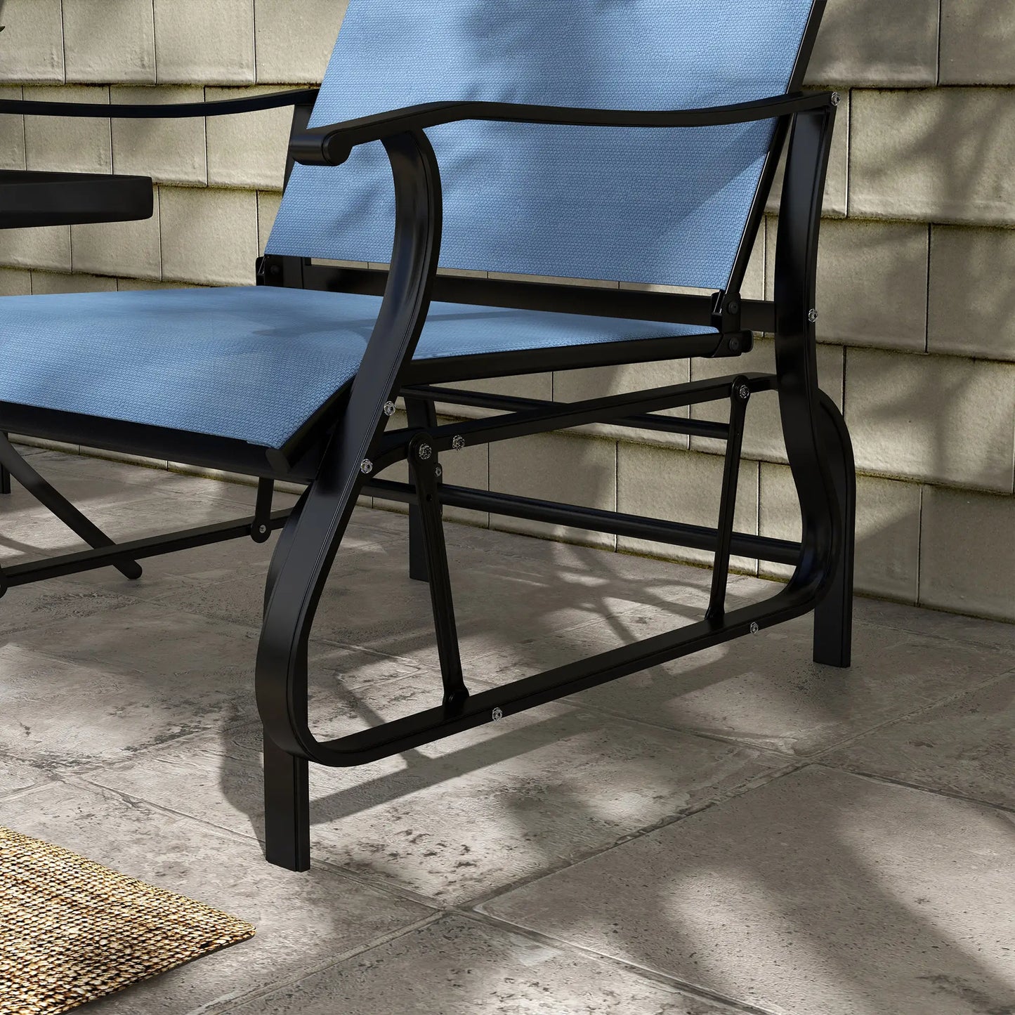 3PCs Gliding Rocking Chair, Bistro Tea Table Set, Light Blue Outdoor Gliders at Gallery Canada