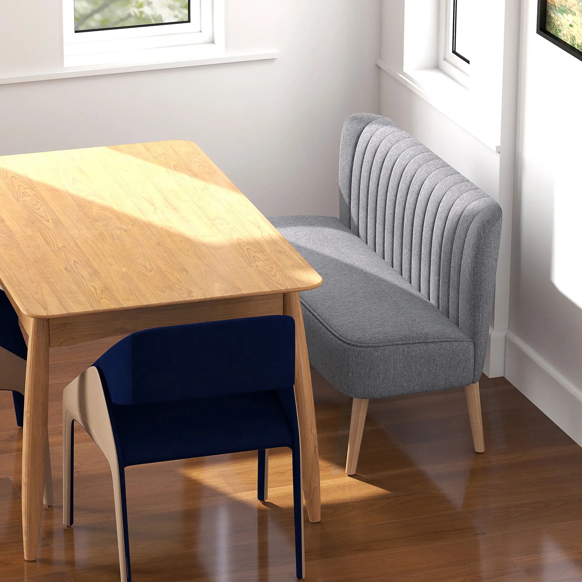 Modern 2 Seater Sofa, Upholstered Couch with Rubber Wood Legs, Grey 2-Seater Sofas at Gallery Canada