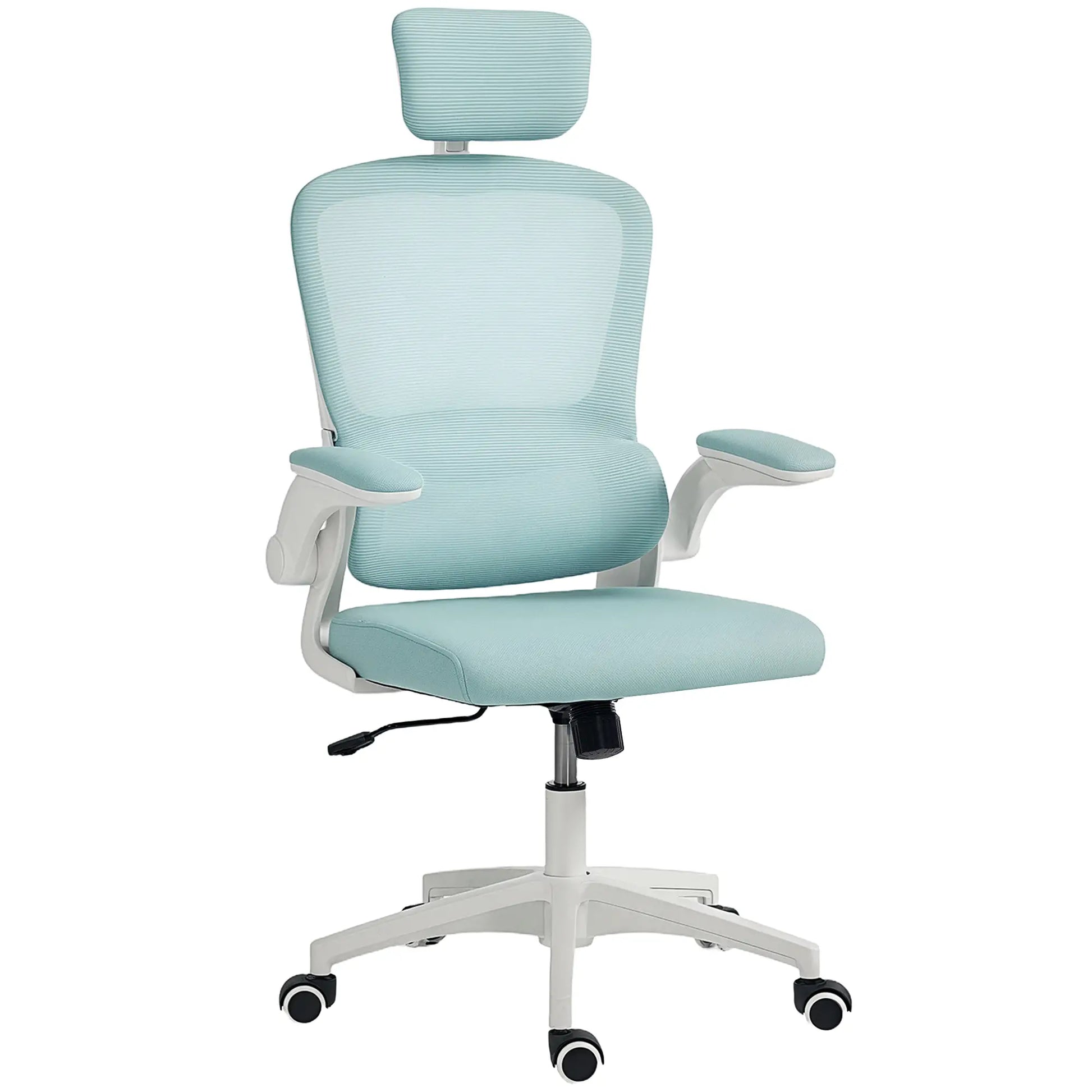 Ergonomic Mesh Office Chair, High Back, Headrest, Flip-Up Armrests, Lumbar Support, Light Green Task Chairs at Gallery Canada