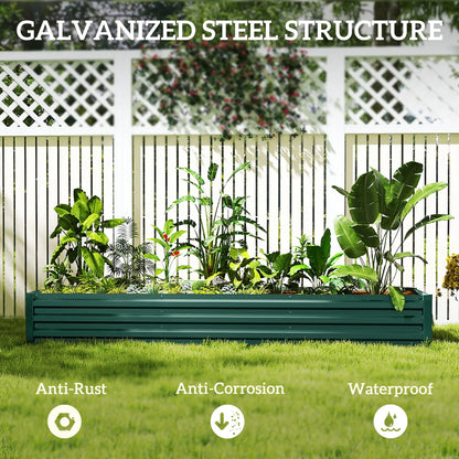 8'x2'x1' Lit surélevé galvanisé, Bac à plantes surélevé, Vert