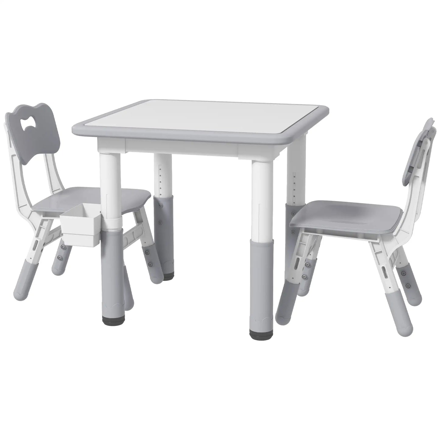 Toddler Table and Chair Set, Adjustable Height, Storage, Grey Kids Table Sets White, Grey at Gallery Canada