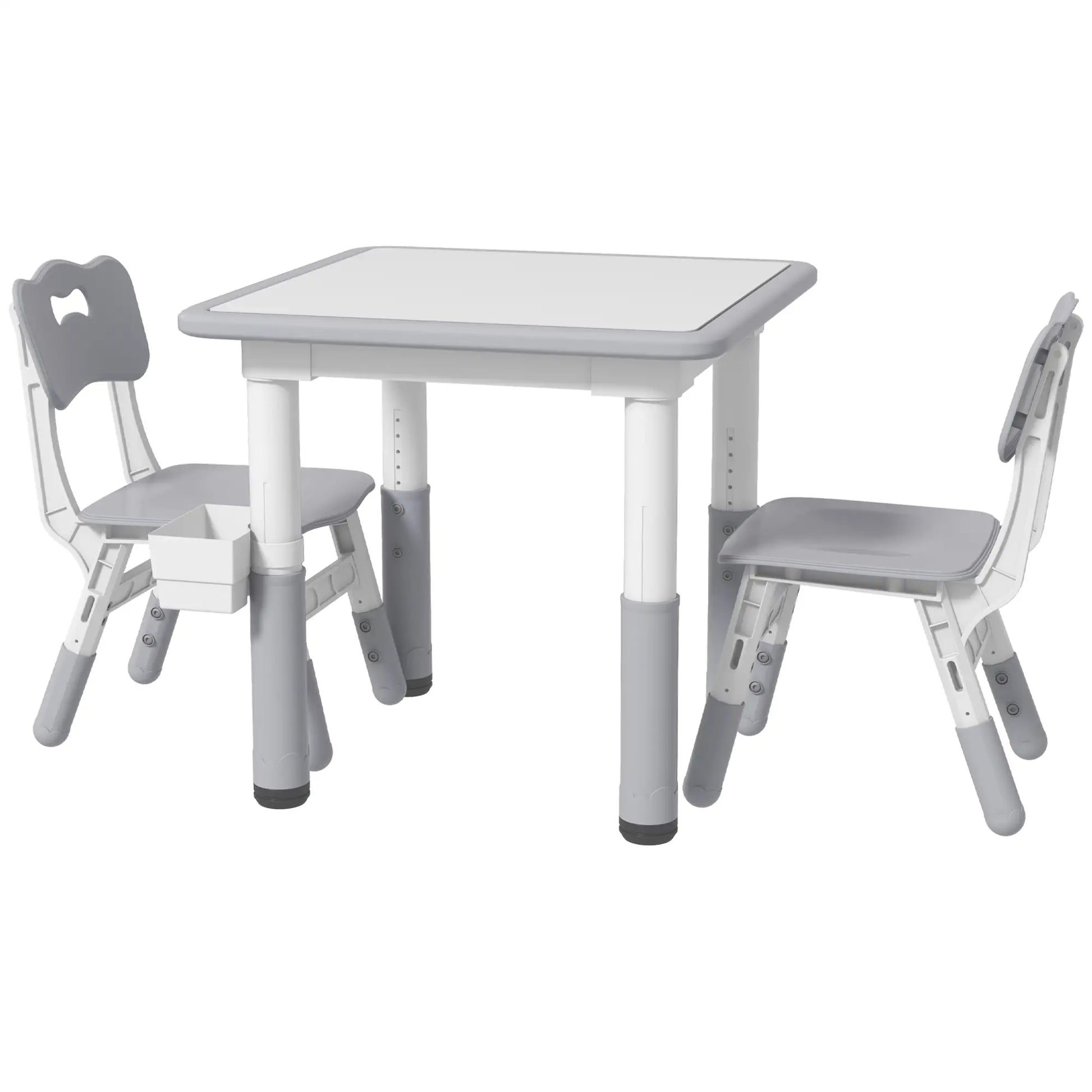 Toddler Table and Chair Set, Adjustable Height, Storage, Grey Kids Table Sets White, Grey at Gallery Canada