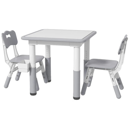 Toddler Table and Chair Set, Adjustable Height, Storage, Grey Kids Table Sets White, Grey at Gallery Canada