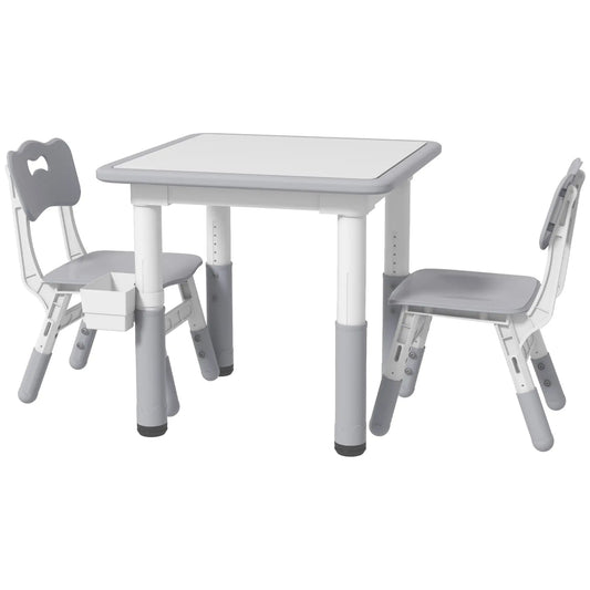 Toddler Table and Chair Set, Adjustable Height, Storage, Grey Kids Table Sets White, Grey at Gallery Canada