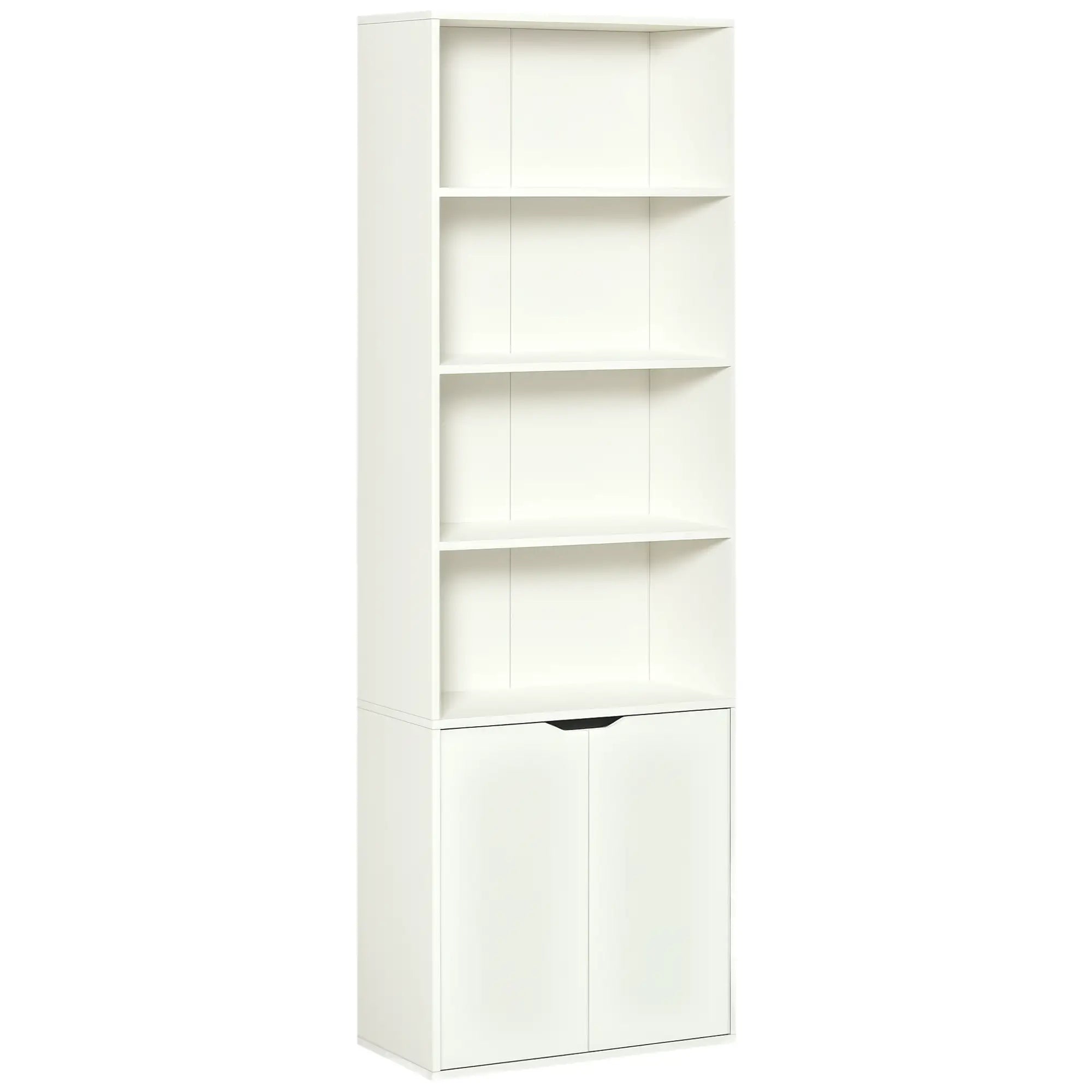 4-Tier Open Bookshelf with Doors, Home Office Bookcase, White White Bookshelves White at Gallery Canada