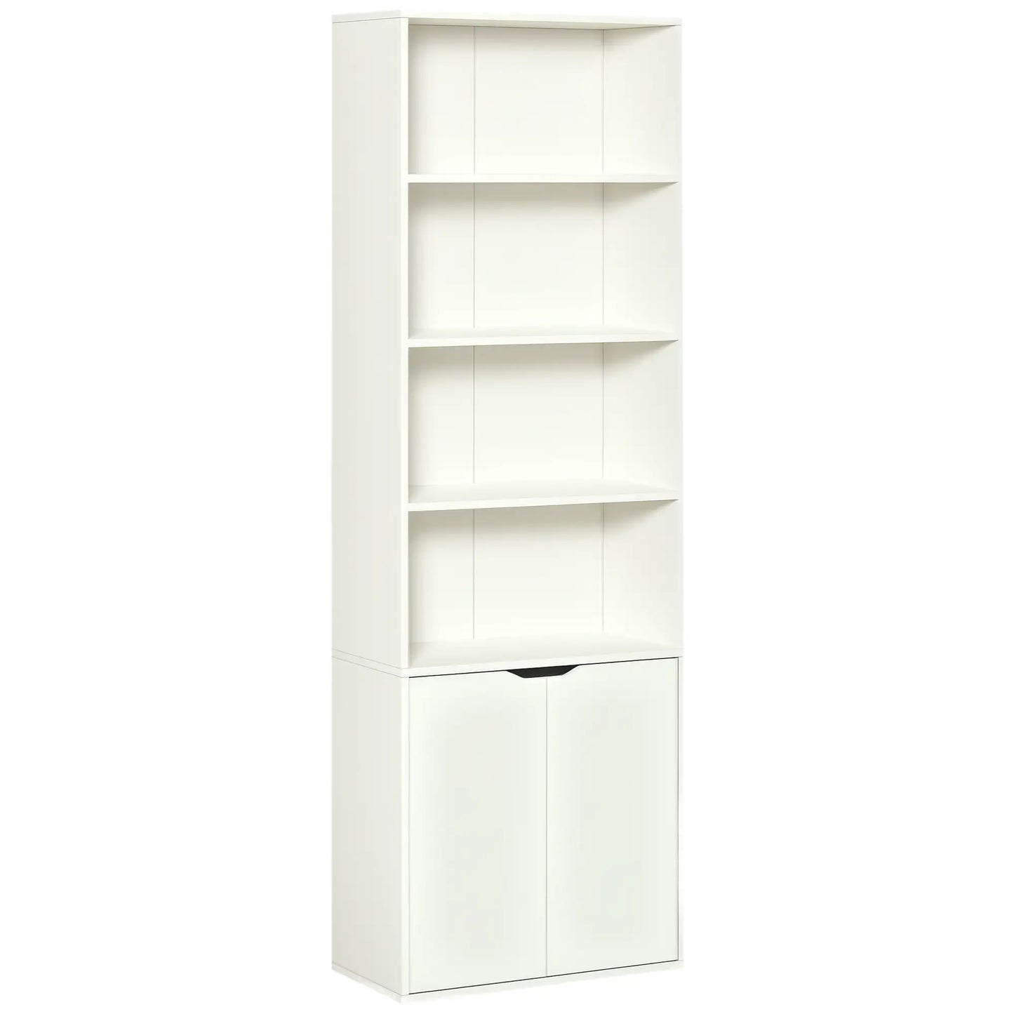4-Tier Open Bookshelf with Doors, Home Office Bookcase, White White Bookshelves White at Gallery Canada