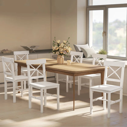 Wooden Dining Chairs Set of 4, Cross Back, Solid Structure, White Dining Chairs at Gallery Canada