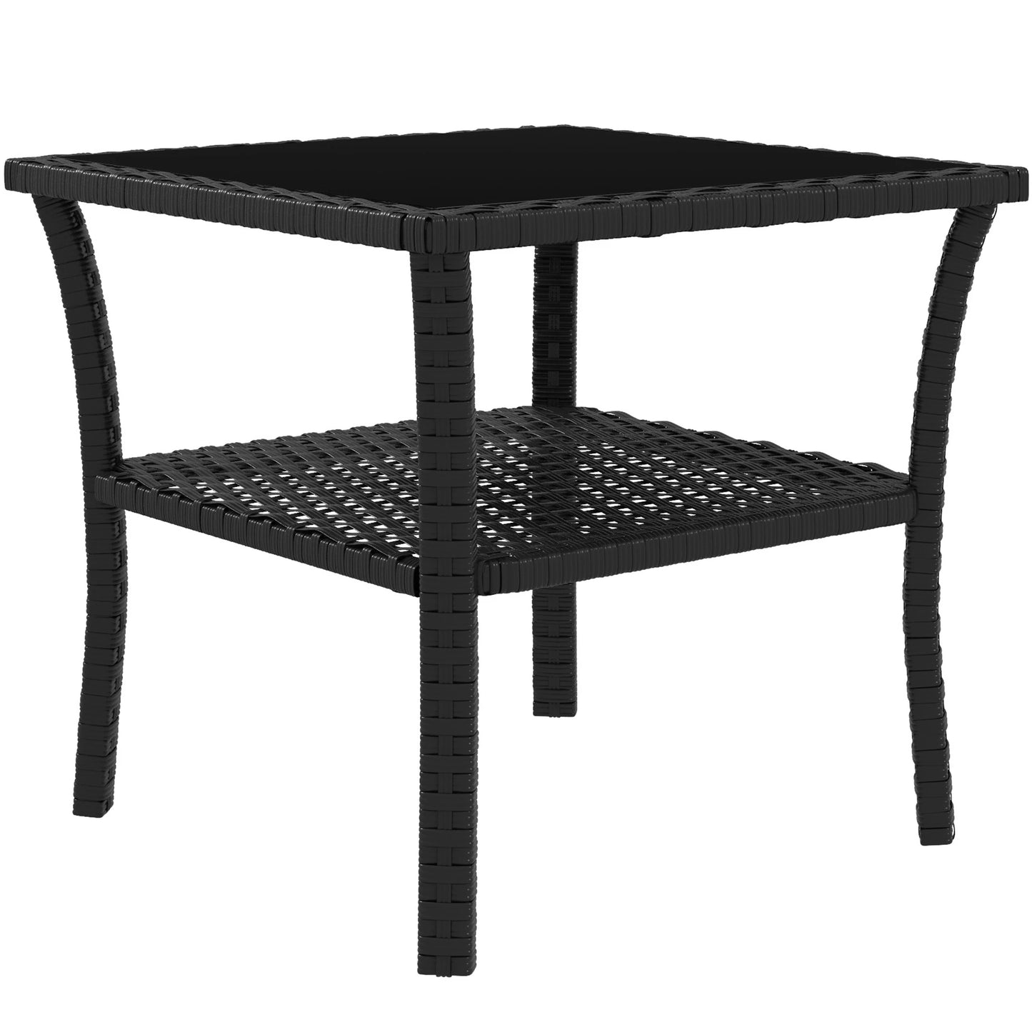 20" Patio Wicker Coffee Table, Outdoor PE Rattan Side Table, Black Patio Side Tables Black at Gallery Canada