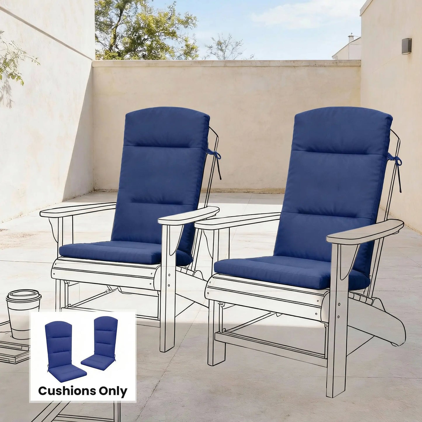 Patio Chair Cushion For Adirondack Chairs, Navy Blue Patio Chair Cushions at Gallery Canada