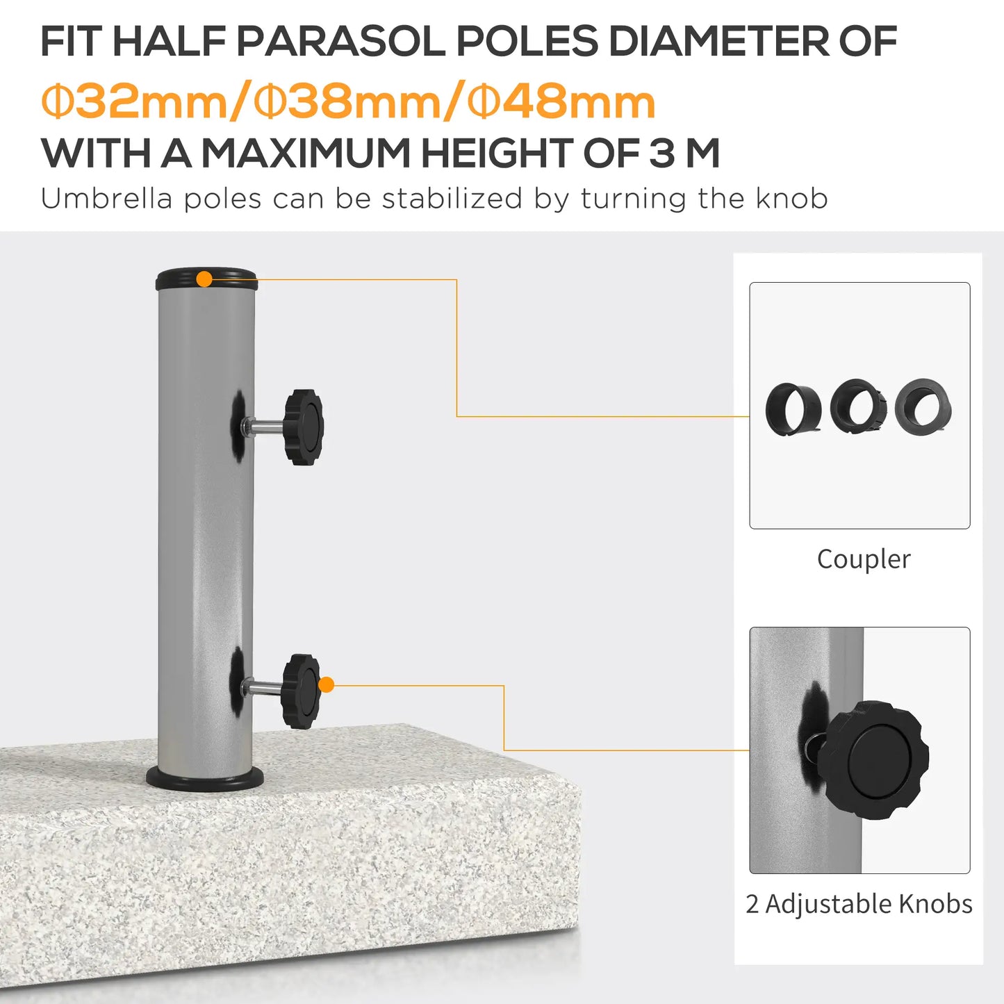 55 Lbs Half Granite Parasol Base, Outdoor Umbrella Stand, Grey Umbrella Bases at Gallery Canada