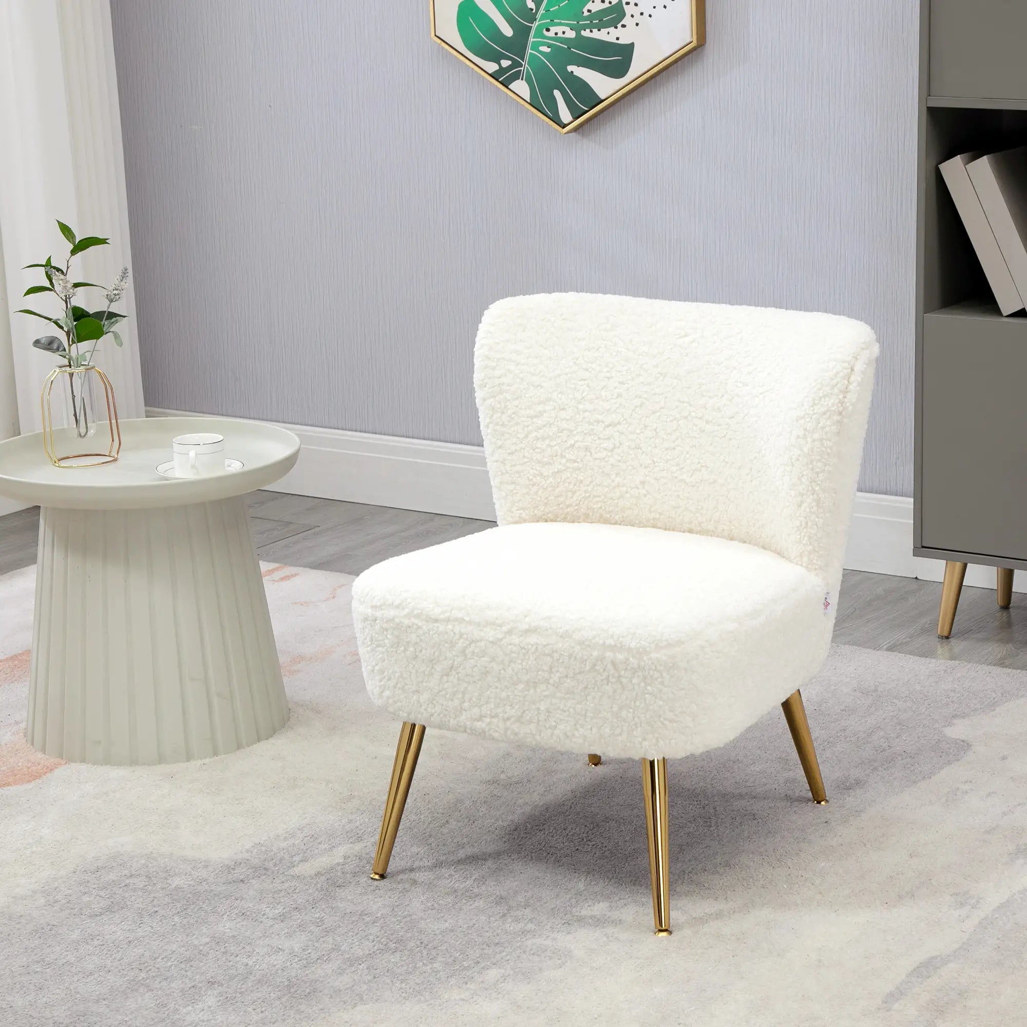 Lounge Chair, Soft Upholstery, Gold Legs, White Accent Chairs at Gallery Canada