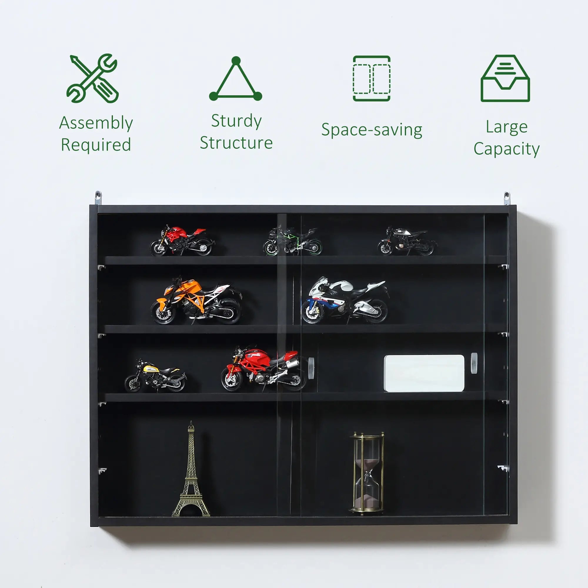 5-Tier Display Cabinet, Shot Glass Display Case, Glass Curio Cabinet with 2 Glass Doors and 4 Adjustable Shelves, Black Display Bookshelves at Gallery Canada