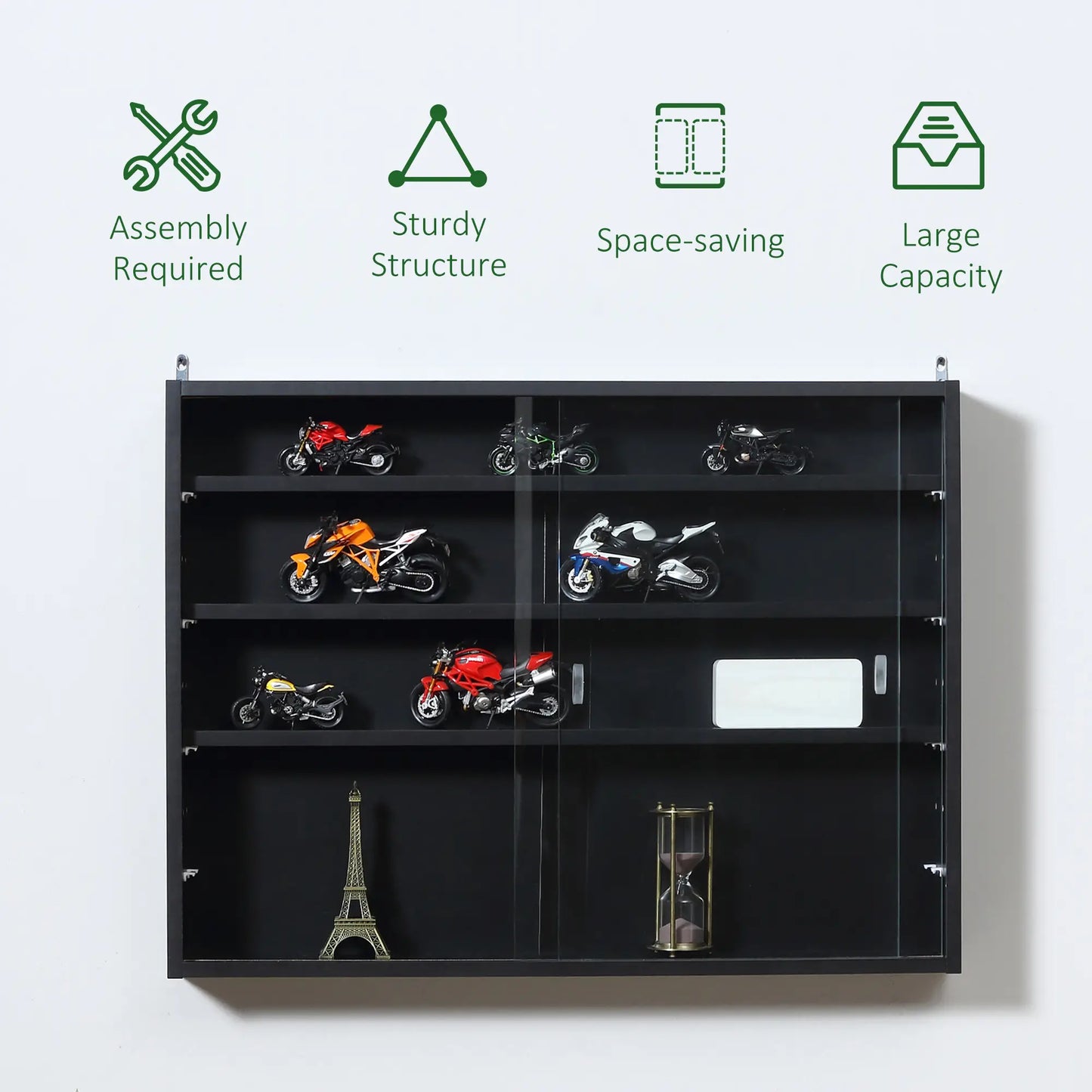 5-Tier Display Cabinet, Shot Glass Display Case, Glass Curio Cabinet with 2 Glass Doors and 4 Adjustable Shelves, Black Display Bookshelves at Gallery Canada