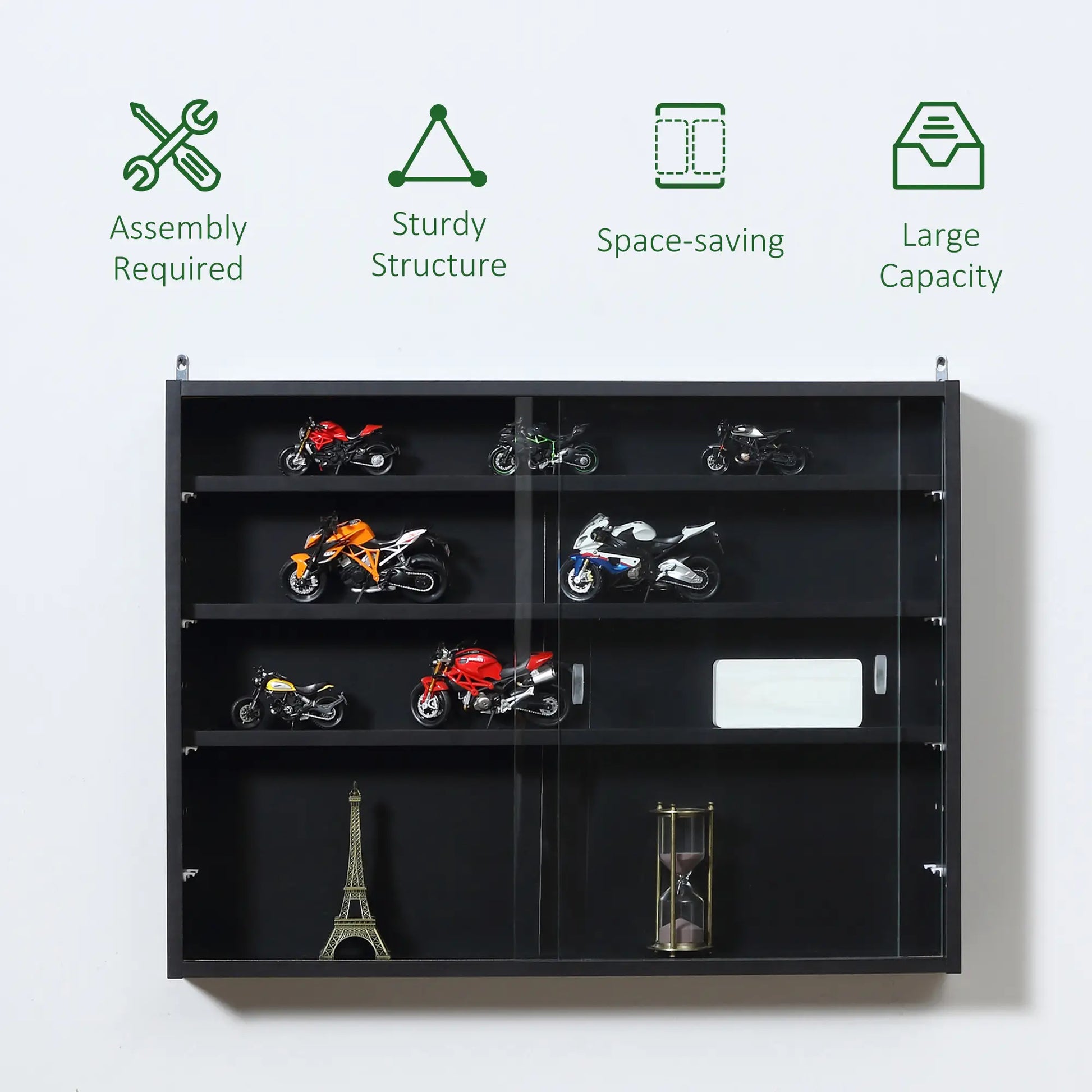 5-Tier Display Cabinet, Shot Glass Display Case, Glass Curio Cabinet with 2 Glass Doors and 4 Adjustable Shelves, Black Display Bookshelves at Gallery Canada