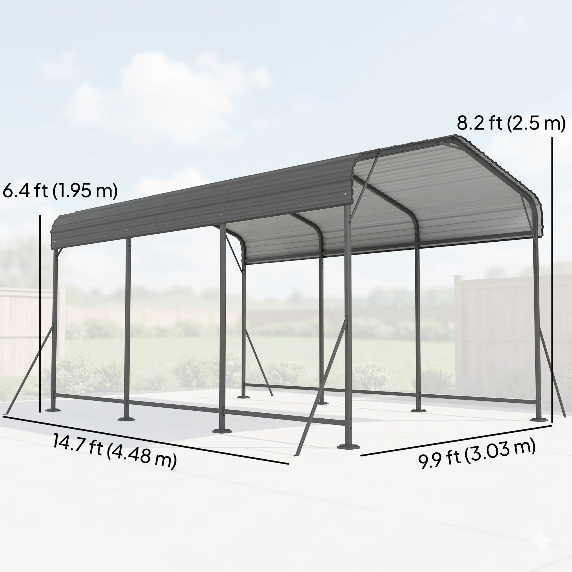 10 x 15FT Metal Carport, Heavy-Duty Canopy, Reinforced Frame, Dark Grey Car Shelters at Gallery Canada
