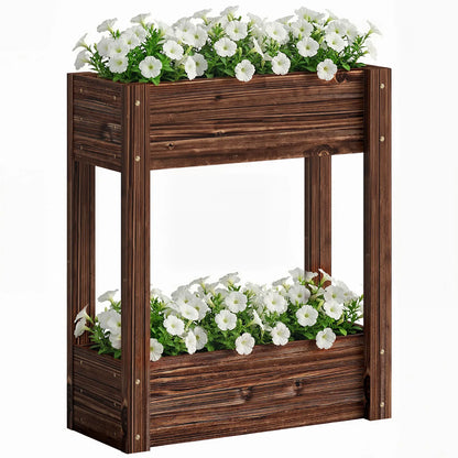 2-Tier Wooden Raised Garden Bed, 23.6" x 9.8" x 27.6", Elevated Planter Box Elevated Garden Beds at Gallery Canada