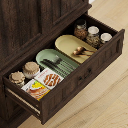 72" Kitchen Pantry Cabinet, 10 Shelves, 2 Drawers, Brown Kitchen Pantry Cabinets at Gallery Canada