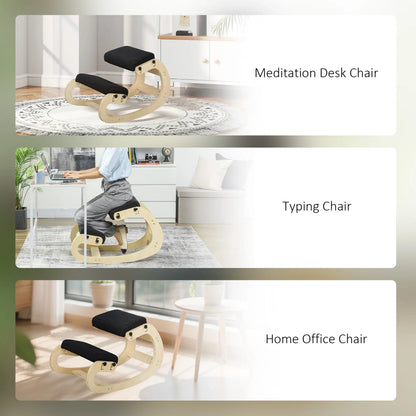 Adjustable Wood Kneeling Chair, Ergonomic Stool, Black Office Chairs at Gallery Canada