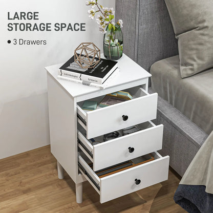 Two 3-Drawer Modern Bedside Tables, White Bedside Tables at Gallery Canada
