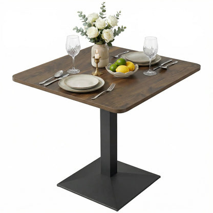 28" Square Dining Table, Walnut, Modern Steel Base, Space Saving Kitchen Table Dining Tables Walnut, Black at Gallery Canada