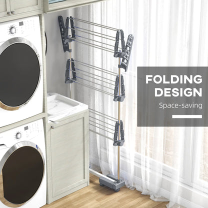3-Tier Foldable Clothes Drying Rack, Stainless Steel, 6 Castors, Grey Bath Accessories at Gallery Canada