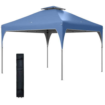10'x10' Pop Up Canopy, Easy Set Up, 2 Tier Vented Roof, Carrying Bag, Blue Pop Up Canopies at Gallery Canada