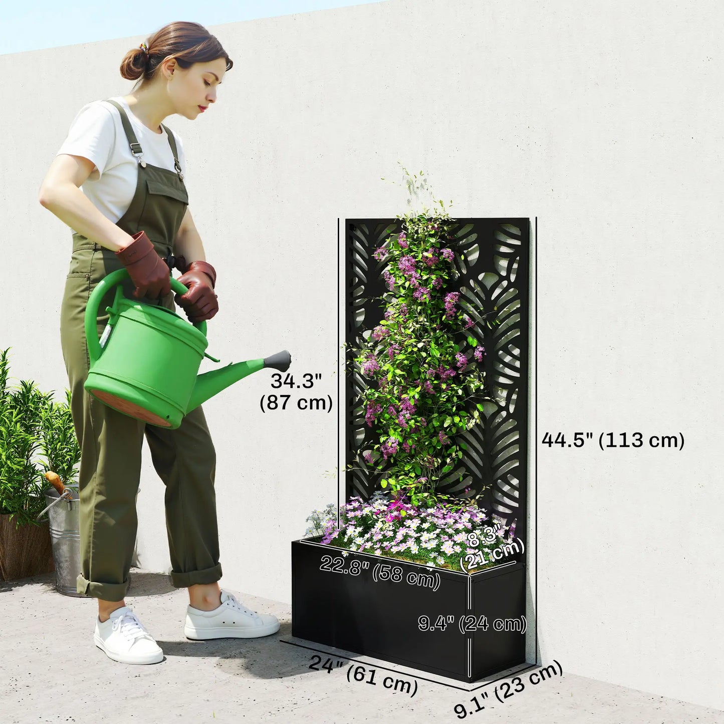 Metal Garden Bed With Trellis, Freestanding Or Wall Mounted Galvanized Planter Boxes at Gallery Canada