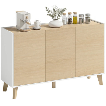 Sideboard Buffet Cabinet, 47" Modern Kitchen Storage Cabinet with 6 Compartments, Soft-Close Doors, Natural Wood Effect Bar Cabinets at Gallery Canada