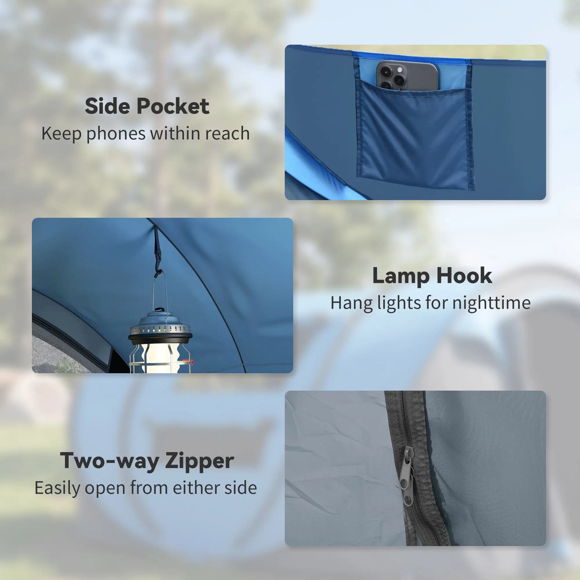 4 Person Pop Up Tent, Automatic Setup, With Doors, Windows, Carry Bag, Blue Camping Tents at Gallery Canada