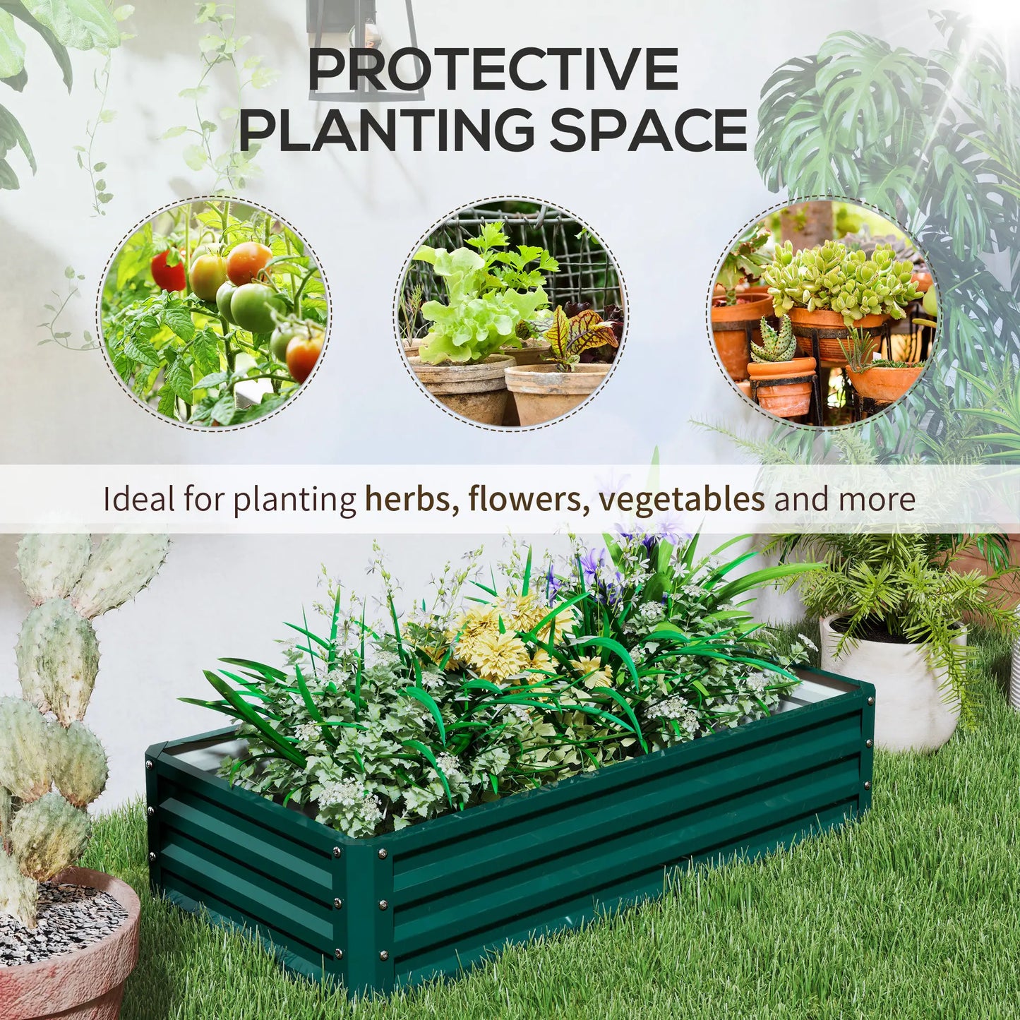 4' x 2' x 1' Parterre de jardin surélevé, Lot de 2 bacs à plantes galvanisés