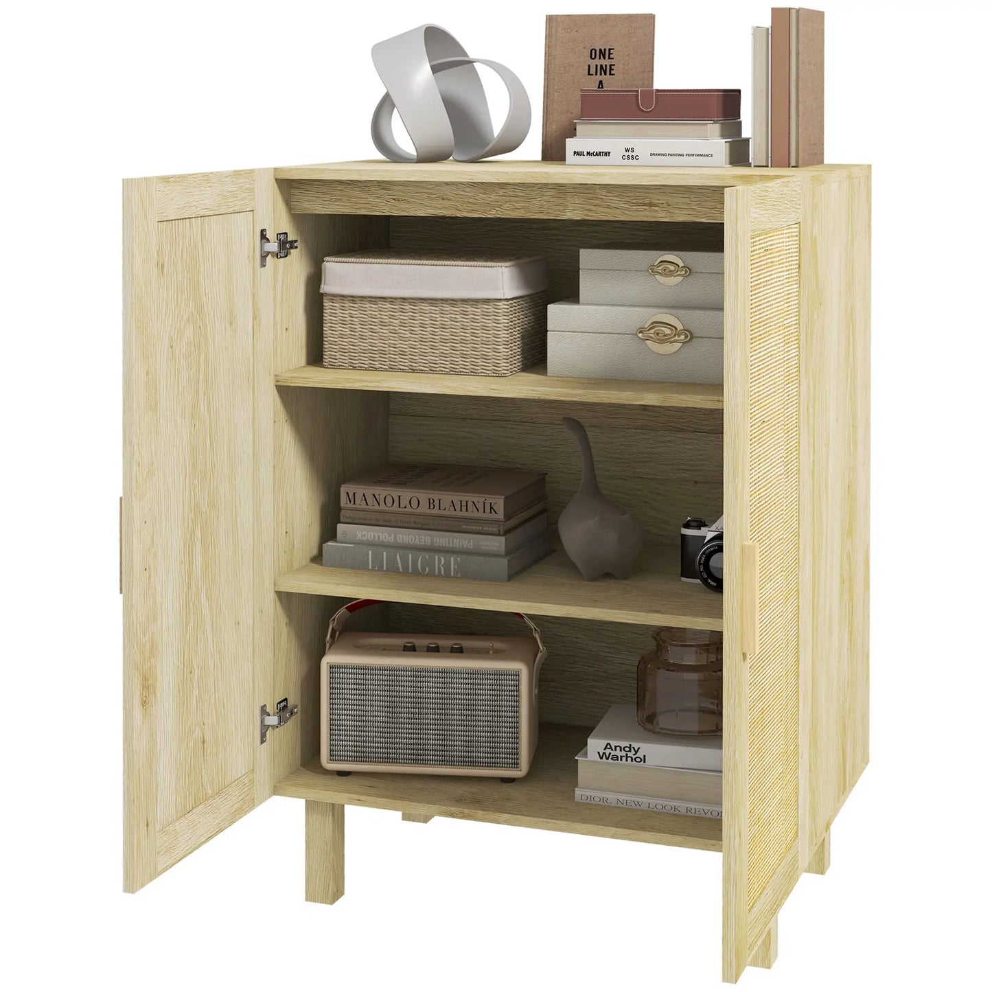 Boho Sideboard With Rattan Doors, Natural