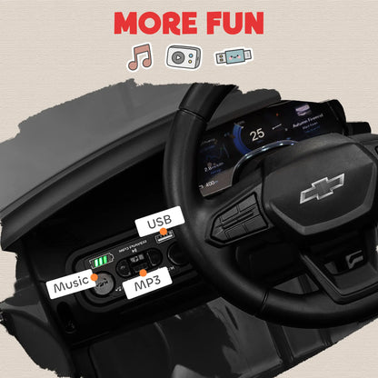 12V Chevrolet Silverado EV RST Licensed Kids Car, Remote, Black Electric Toy Cars at Gallery Canada